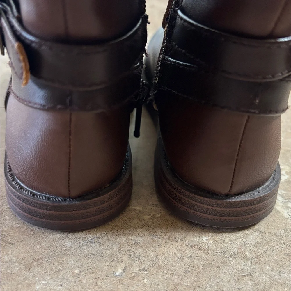 Gymboree Black Brown Faux Leather Zipper Boots Size 4 Toddler